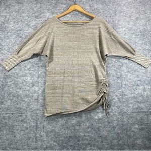 Express Womens Khaki 3/4 Sleeve‎ Drawstring Slinky Side Pullover Sweater SZ S